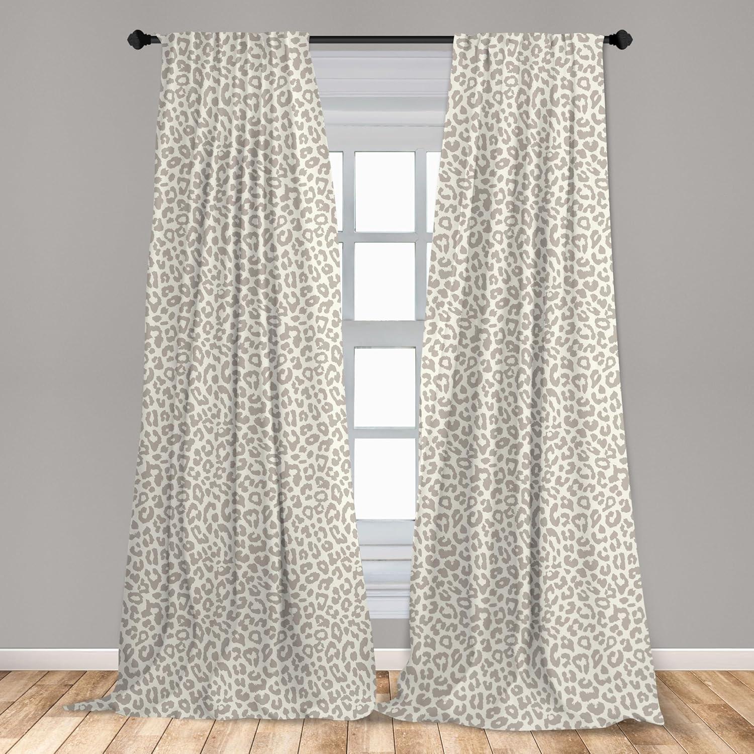 imageAmbesonne Leopard Curtains Skin Print in Beige and Brown Shades Wildlife Nature Savannah Abstract Layout Window Treatments 2 Panel Set for Living Room Bedroom Pair of 28quot x 84quot Ivory