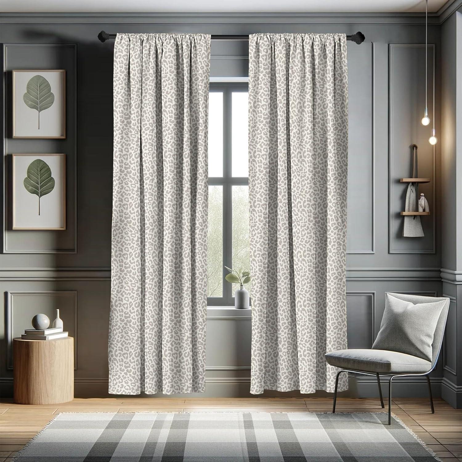imageAmbesonne Leopard Curtains Skin Print in Beige and Brown Shades Wildlife Nature Savannah Abstract Layout Window Treatments 2 Panel Set for Living Room Bedroom Pair of 28quot x 84quot Ivory