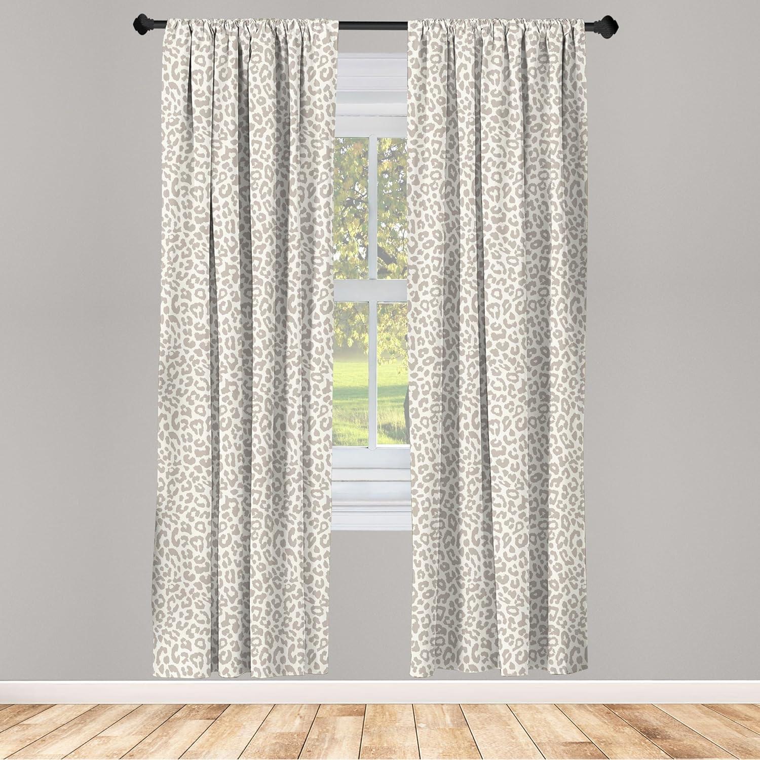 imageAmbesonne Leopard Curtains Skin Print in Beige and Brown Shades Wildlife Nature Savannah Abstract Layout Window Treatments 2 Panel Set for Living Room Bedroom Pair of 28quot x 84quot Ivory