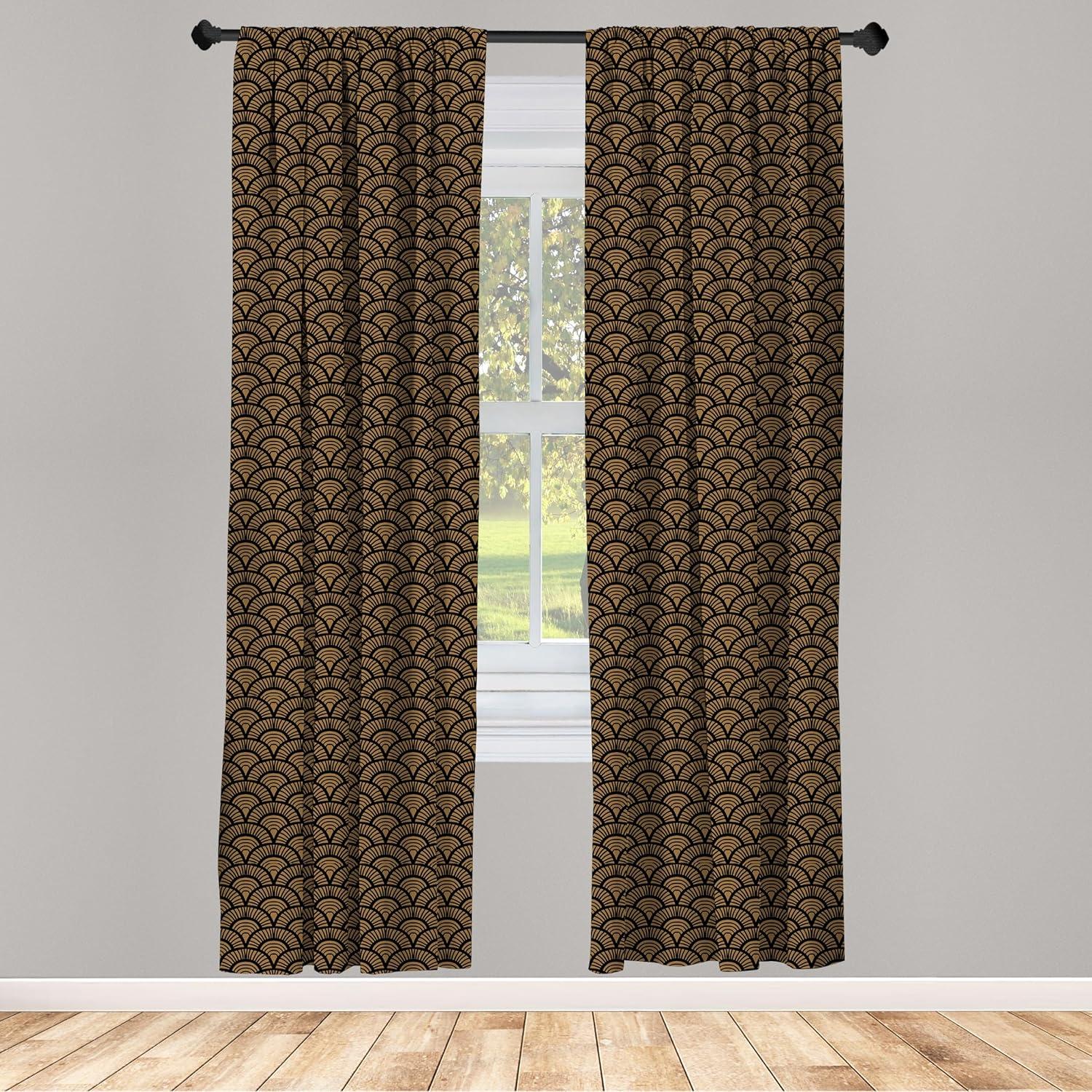 imageAmbesonne Moroccan Curtains Oriental Wavy Curvy Pattern with Spring Nature Inspired Retro Style Art Motifs Window Treatments 2 Panel Set for Living Room Bedroom Pair of 28quot x 63quot Ruby OrangeCaramel Charcoal