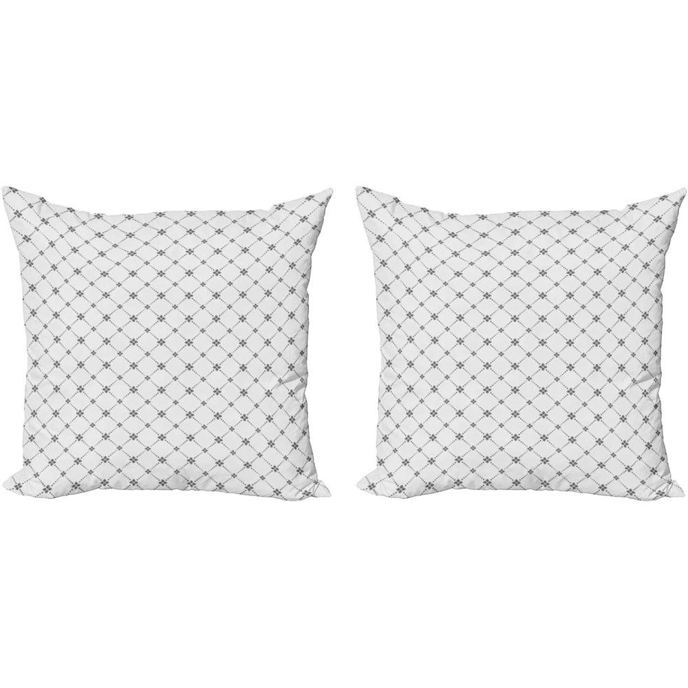 imageAmbesonne Geometric Decorative Throw Pillow Case Pack of 2 Repeating Dotted Rhombuses and Flowers Modern Art Texture Pattern Print Couch Bedroom Living Room Cushion Cover 16quot Grey and White18