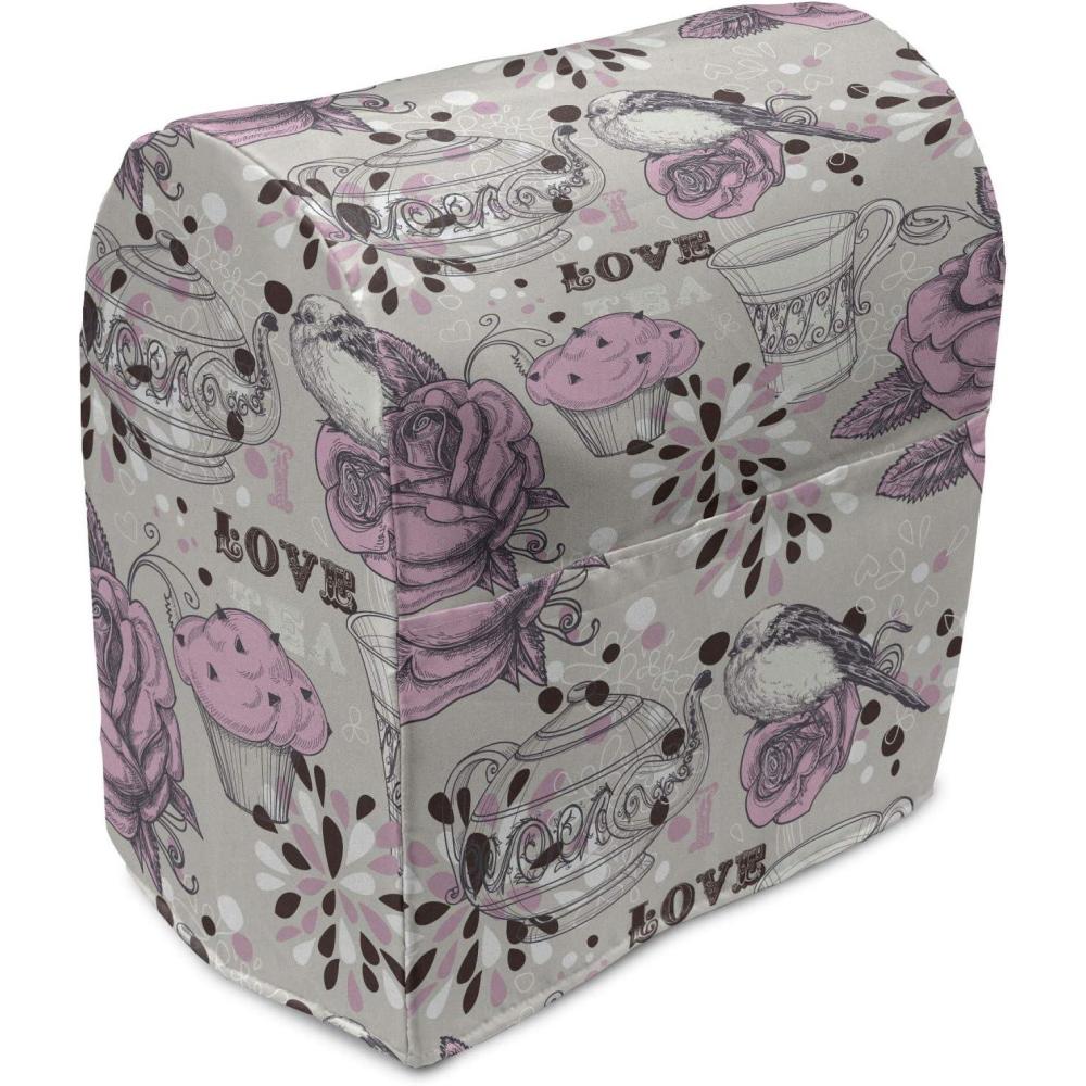 imageAmbesonne Holiday Stand Mixer Cover Various Different Snowflakes with Rich Details Christmas Season in Wintertime Kitchen Appliance Organizer Bag Cover with Pockets 68 Quarts White RedPale Pink Dust