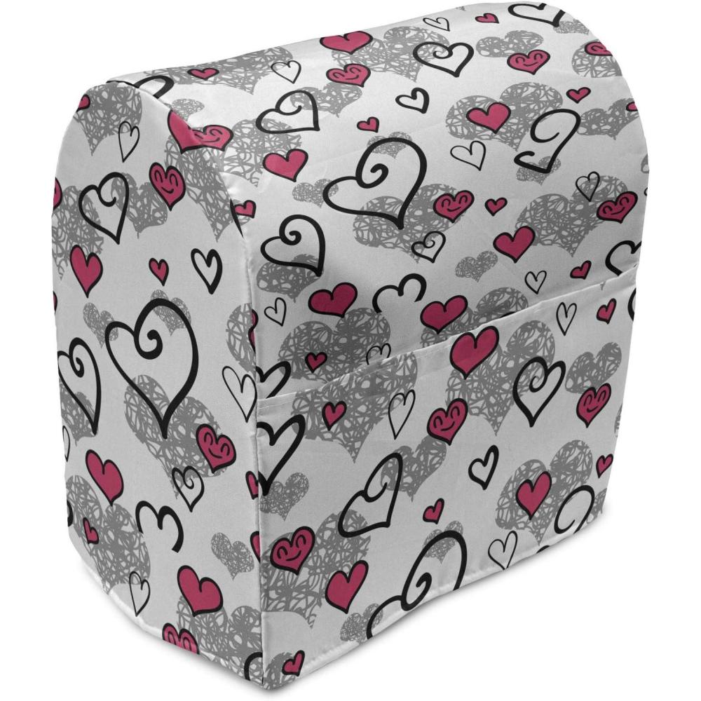 imageAmbesonne Holiday Stand Mixer Cover Various Different Snowflakes with Rich Details Christmas Season in Wintertime Kitchen Appliance Organizer Bag Cover with Pockets 68 Quarts White RedGrey White Hot Pink