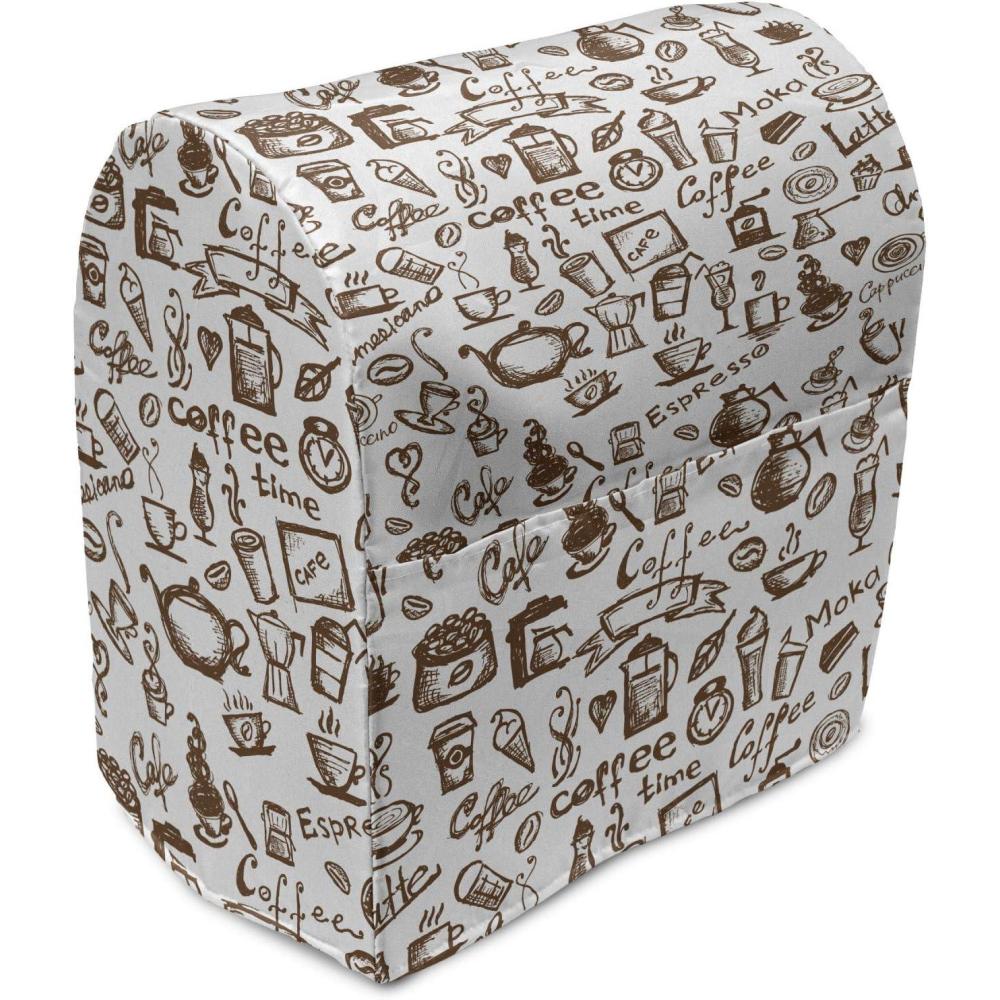 imageAmbesonne Holiday Stand Mixer Cover Various Different Snowflakes with Rich Details Christmas Season in Wintertime Kitchen Appliance Organizer Bag Cover with Pockets 68 Quarts White RedBrown White