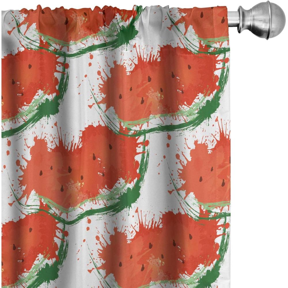 imageAmbesonne Moroccan Curtains Oriental Wavy Curvy Pattern with Spring Nature Inspired Retro Style Art Motifs Window Treatments 2 Panel Set for Living Room Bedroom Pair of 28quot x 63quot Ruby OrangeVermilion Green