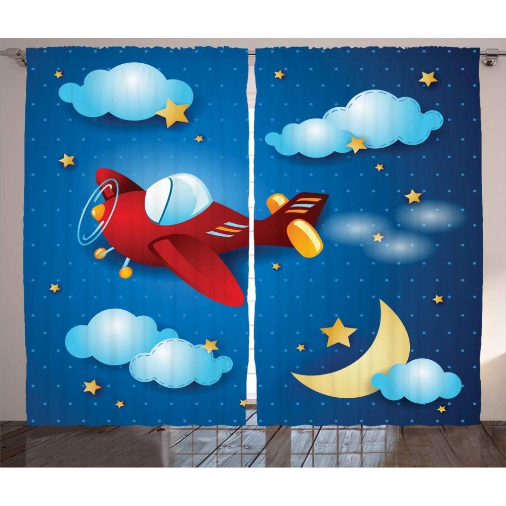 imageAmbesonne Night Sky Curtains Deep Spooky Forest Branches Cosmos Galaxy Stars Clusters Astronomy View Living Room Bedroom Window Drapes 2 Panel Set 108quot X 63quot Black BlueRed Blue