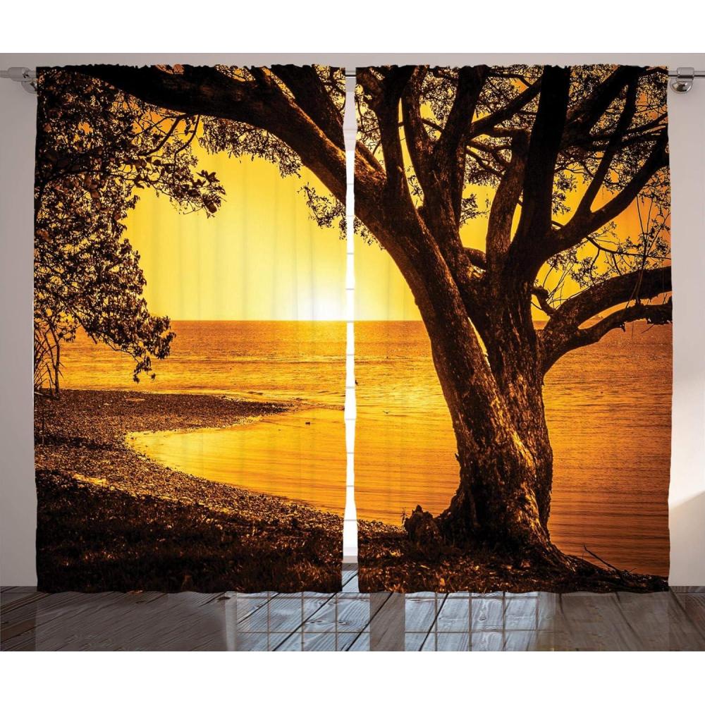 imageAmbesonne Night Sky Curtains Deep Spooky Forest Branches Cosmos Galaxy Stars Clusters Astronomy View Living Room Bedroom Window Drapes 2 Panel Set 108quot X 63quot Black BlueMarigold