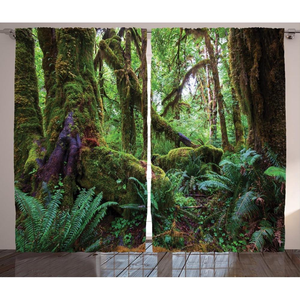 imageAmbesonne Night Sky Curtains Deep Spooky Forest Branches Cosmos Galaxy Stars Clusters Astronomy View Living Room Bedroom Window Drapes 2 Panel Set 108quot X 63quot Black BlueDark Green