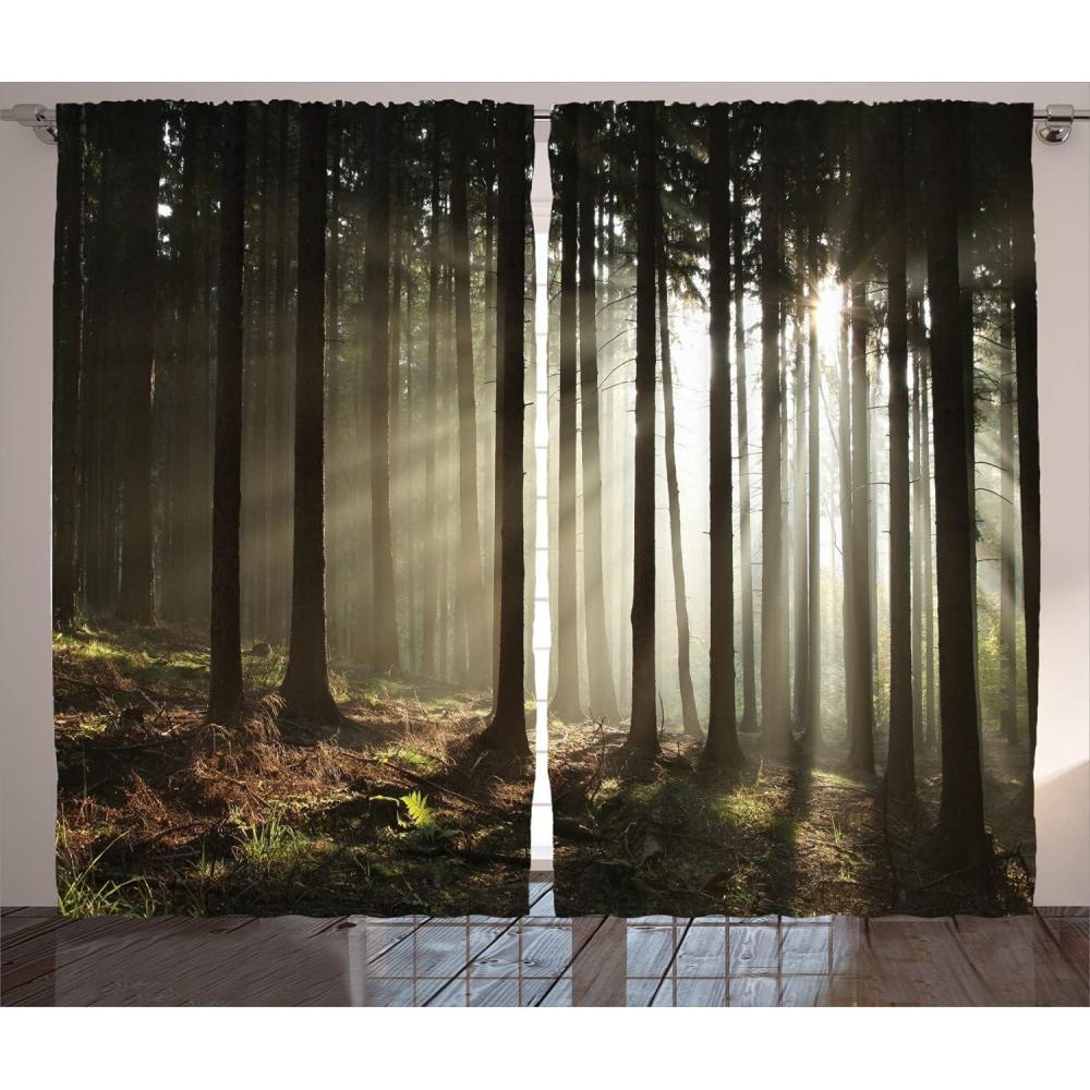 imageAmbesonne Night Sky Curtains Deep Spooky Forest Branches Cosmos Galaxy Stars Clusters Astronomy View Living Room Bedroom Window Drapes 2 Panel Set 108quot X 63quot Black BlueBlack Grey