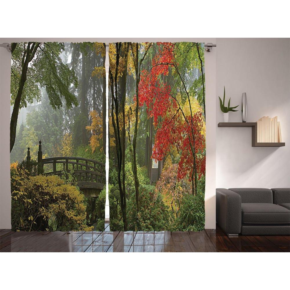 imageAmbesonne Night Sky Curtains Deep Spooky Forest Branches Cosmos Galaxy Stars Clusters Astronomy View Living Room Bedroom Window Drapes 2 Panel Set 108quot X 63quot Black BlueGreen Orange