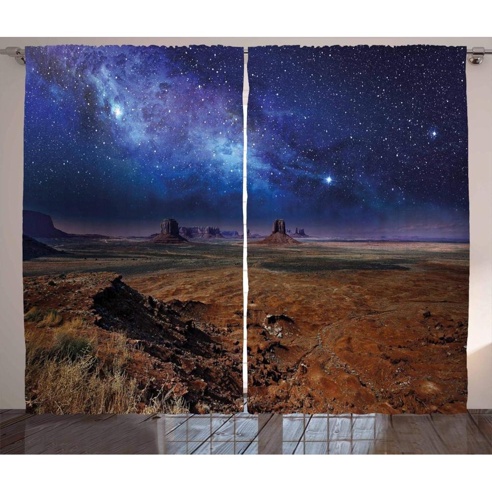 imageAmbesonne Night Sky Curtains Deep Spooky Forest Branches Cosmos Galaxy Stars Clusters Astronomy View Living Room Bedroom Window Drapes 2 Panel Set 108quot X 63quot Black BlueBlue Brown