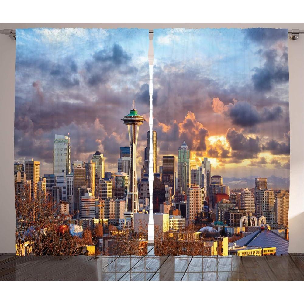 imageAmbesonne Night Sky Curtains Deep Spooky Forest Branches Cosmos Galaxy Stars Clusters Astronomy View Living Room Bedroom Window Drapes 2 Panel Set 108quot X 63quot Black BlueMulti Color