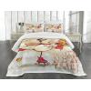 Ambesonne Christmas Bedspread, Skating Happy Snowman with Christmas Tree Cheerful Hand Drawn Ornate Snowflakes, Decorative Quilted 3 Piece Coverlet Set with 2 Pillow Shams, King Size, Red Marigold