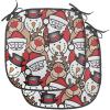 Ambesonne Christmas Chair Seating Cushion Set of 6, Xmas Accessories Stockings Candies Horse Teddy Bear on Pine, Anti-Slip Seat Padding for Kitchen & Patio, 16″x16″, Dark Green Brown and Red(Pale Brown White and Red)