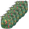 Ambesonne Christmas Chair Seating Cushion Set of 6, Xmas Accessories Stockings Candies Horse Teddy Bear on Pine, Anti-Slip Seat Padding for Kitchen & Patio, 16″x16″, Dark Green Brown and Red(Dark Green Brown and Red)