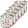 Ambesonne Christmas Chair Seating Cushion Set of 6, Xmas Accessories Stockings Candies Horse Teddy Bear on Pine, Anti-Slip Seat Padding for Kitchen & Patio, 16″x16″, Dark Green Brown and Red(Green and Red)