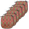 Ambesonne Christmas Chair Seating Cushion Set of 6, Xmas Accessories Stockings Candies Horse Teddy Bear on Pine, Anti-Slip Seat Padding for Kitchen & Patio, 16″x16″, Dark Green Brown and Red(Olive Green White)