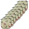Ambesonne Christmas Chair Seating Cushion Set of 6, Xmas Accessories Stockings Candies Horse Teddy Bear on Pine, Anti-Slip Seat Padding for Kitchen & Patio, 16″x16″, Dark Green Brown and Red(Pale Green)