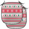 Ambesonne Christmas Chair Seating Cushion Set of 6, Xmas Accessories Stockings Candies Horse Teddy Bear on Pine, Anti-Slip Seat Padding for Kitchen & Patio, 16″x16″, Dark Green Brown and Red(Vermilion Green White)