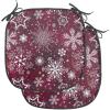 Ambesonne Christmas Chair Seating Cushion Set of 6, Xmas Accessories Stockings Candies Horse Teddy Bear on Pine, Anti-Slip Seat Padding for Kitchen & Patio, 16″x16″, Dark Green Brown and Red(Maroon White Multicolor)
