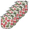 Ambesonne Christmas Chair Seating Cushion Set of 6, Xmas Accessories Stockings Candies Horse Teddy Bear on Pine, Anti-Slip Seat Padding for Kitchen & Patio, 16″x16″, Dark Green Brown and Red(Green Red and White)