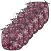 Ambesonne Christmas Chair Seating Cushion Set of 6, Xmas Accessories Stockings Candies Horse Teddy Bear on Pine, Anti-Slip Seat Padding for Kitchen & Patio, 16″x16″, Dark Green Brown and Red(Maroon White Multicolor)