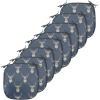 Ambesonne Christmas Chair Seating Cushion Set of 6, Xmas Accessories Stockings Candies Horse Teddy Bear on Pine, Anti-Slip Seat Padding for Kitchen & Patio, 16″x16″, Dark Green Brown and Red(Slate Blue Tan)