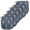 Ambesonne Christmas Chair Seating Cushion Set of 6, Xmas Accessories Stockings Candies Horse Teddy Bear on Pine, Anti-Slip Seat Padding for Kitchen & Patio, 16″x16″, Dark Green Brown and Red(Slate Blue Tan)
