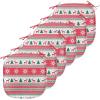 Ambesonne Christmas Chair Seating Cushion Set of 6, Xmas Accessories Stockings Candies Horse Teddy Bear on Pine, Anti-Slip Seat Padding for Kitchen & Patio, 16″x16″, Dark Green Brown and Red(Vermilion Green White)