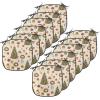 Ambesonne Christmas Chair Seating Cushion Set of 6, Xmas Accessories Stockings Candies Horse Teddy Bear on Pine, Anti-Slip Seat Padding for Kitchen & Patio, 16″x16″, Dark Green Brown and Red(Olive Green Yellow)