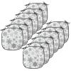 Ambesonne Christmas Chair Seating Cushion Set of 6, Xmas Accessories Stockings Candies Horse Teddy Bear on Pine, Anti-Slip Seat Padding for Kitchen & Patio, 16″x16″, Dark Green Brown and Red(Blue Black White)