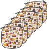 Ambesonne Christmas Chair Seating Cushion Set of 6, Xmas Accessories Stockings Candies Horse Teddy Bear on Pine, Anti-Slip Seat Padding for Kitchen & Patio, 16″x16″, Dark Green Brown and Red(Orange Red Brown)