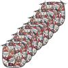 Ambesonne Christmas Chair Seating Cushion Set of 6, Xmas Accessories Stockings Candies Horse Teddy Bear on Pine, Anti-Slip Seat Padding for Kitchen & Patio, 16″x16″, Dark Green Brown and Red(Pale Brown White and Red)