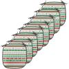 Ambesonne Christmas Chair Seating Cushion Set of 6, Xmas Accessories Stockings Candies Horse Teddy Bear on Pine, Anti-Slip Seat Padding for Kitchen & Patio, 16″x16″, Dark Green Brown and Red(Apple Green White)