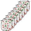 Ambesonne Christmas Chair Seating Cushion Set of 6, Xmas Accessories Stockings Candies Horse Teddy Bear on Pine, Anti-Slip Seat Padding for Kitchen & Patio, 16″x16″, Dark Green Brown and Red(Green and Red)