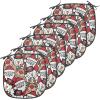 Ambesonne Christmas Chair Seating Cushion Set of 6, Xmas Accessories Stockings Candies Horse Teddy Bear on Pine, Anti-Slip Seat Padding for Kitchen & Patio, 16″x16″, Dark Green Brown and Red(Pale Brown White and Red)