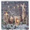 Ambesonne Christmas Shower Curtain, Candle Winter Holiday Themed Arrangement with Snow and Fir Tree Leaves Print, Cloth Fabric Bathroom Decor Set with Hooks, 69″ W x 70″ L, Khaki and Grey