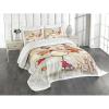 Ambesonne Christmas Bedspread, Skating Happy Snowman with Christmas Tree Cheerful Hand Drawn Ornate Snowflakes, Decorative Quilted 3 Piece Coverlet Set with 2 Pillow Shams, King Size, Red Marigold