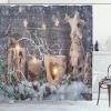 Ambesonne Christmas Shower Curtain, Candle Winter Holiday Themed Arrangement with Snow and Fir Tree Leaves Print, Cloth Fabric Bathroom Decor Set with Hooks, 69″ W x 70″ L, Khaki and Grey