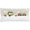 Ambesonne Christmas Throw Pillow Cushion Cover, Snowman Owls in Snowy Winter Day with Jingle Bells Snowflake Image, Decorative Rectangle Accent Pillow Case, 36″ X 16″, Cream White