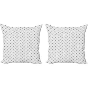 Ambesonne Geometric Decorative Throw Pillow Case Pack of 2, Repeating Dotted Rhombuses and Flowers Modern Art Texture Pattern Print, Couch Bedroom Living Room Cushion Cover, 16″, Grey and White(24″)