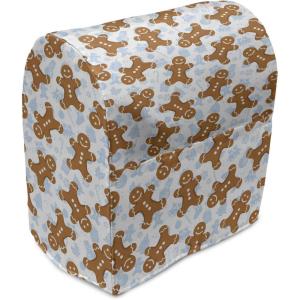 Ambesonne Gingerbread Man Stand Mixer Cover, Traditional Christmas Cookie Pattern Tile, Kitchen Appliance Organizer Bag Cover with a Pocket, 6-8 Quarts, Pale Caramel Pale Blue(Pale Caramel Pale Blue)