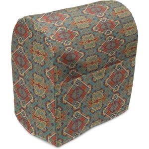 Ambesonne Gingerbread Man Stand Mixer Cover, Traditional Christmas Cookie Pattern Tile, Kitchen Appliance Organizer Bag Cover with a Pocket, 6-8 Quarts, Pale Caramel Pale Blue(Turquoise and Orange)