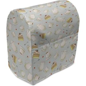 Ambesonne Gingerbread Man Stand Mixer Cover, Traditional Christmas Cookie Pattern Tile, Kitchen Appliance Organizer Bag Cover with a Pocket, 6-8 Quarts, Pale Caramel Pale Blue(Bluegrey Red Green)