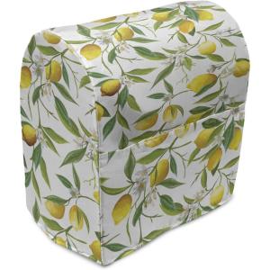 Ambesonne Gingerbread Man Stand Mixer Cover, Traditional Christmas Cookie Pattern Tile, Kitchen Appliance Organizer Bag Cover with a Pocket, 6-8 Quarts, Pale Caramel Pale Blue(Fern Green Yellow White)