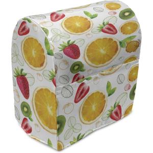 Ambesonne Gingerbread Man Stand Mixer Cover, Traditional Christmas Cookie Pattern Tile, Kitchen Appliance Organizer Bag Cover with a Pocket, 6-8 Quarts, Pale Caramel Pale Blue(Earth Yellow Lime Green)