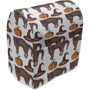 Ambesonne Gingerbread Man Stand Mixer Cover, Traditional Christmas Cookie Pattern Tile, Kitchen Appliance Organizer Bag Cover with a Pocket, 6-8 Quarts, Pale Caramel Pale Blue(Brown Orange Green)