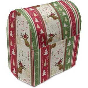 Ambesonne Gingerbread Man Stand Mixer Cover, Traditional Christmas Cookie Pattern Tile, Kitchen Appliance Organizer Bag Cover with a Pocket, 6-8 Quarts, Pale Caramel Pale Blue(Green Dark Coral White)