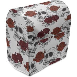 Ambesonne Gingerbread Man Stand Mixer Cover, Traditional Christmas Cookie Pattern Tile, Kitchen Appliance Organizer Bag Cover with a Pocket, 6-8 Quarts, Pale Caramel Pale Blue(Gray)
