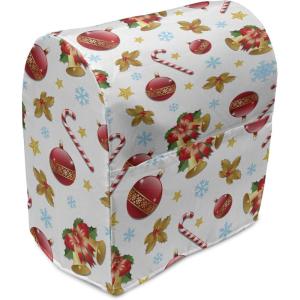 Ambesonne Gingerbread Man Stand Mixer Cover, Traditional Christmas Cookie Pattern Tile, Kitchen Appliance Organizer Bag Cover with a Pocket, 6-8 Quarts, Pale Caramel Pale Blue(Paprika)